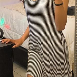 a flowy striped dress